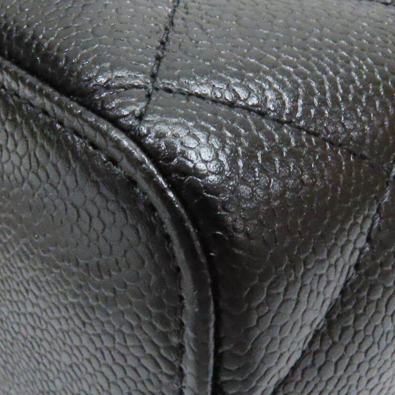 黑色 荔枝紋 牛皮 Top Handle Vanity Case 兩用包 無卡-11