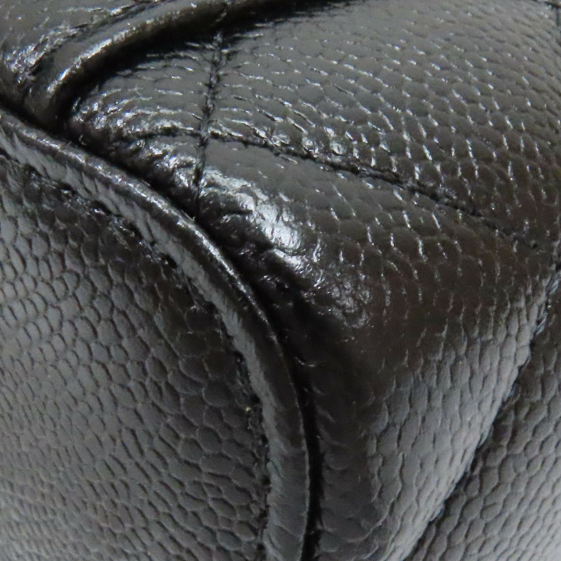 黑色 荔枝紋 牛皮 Top Handle Vanity Case 兩用包 無卡-13