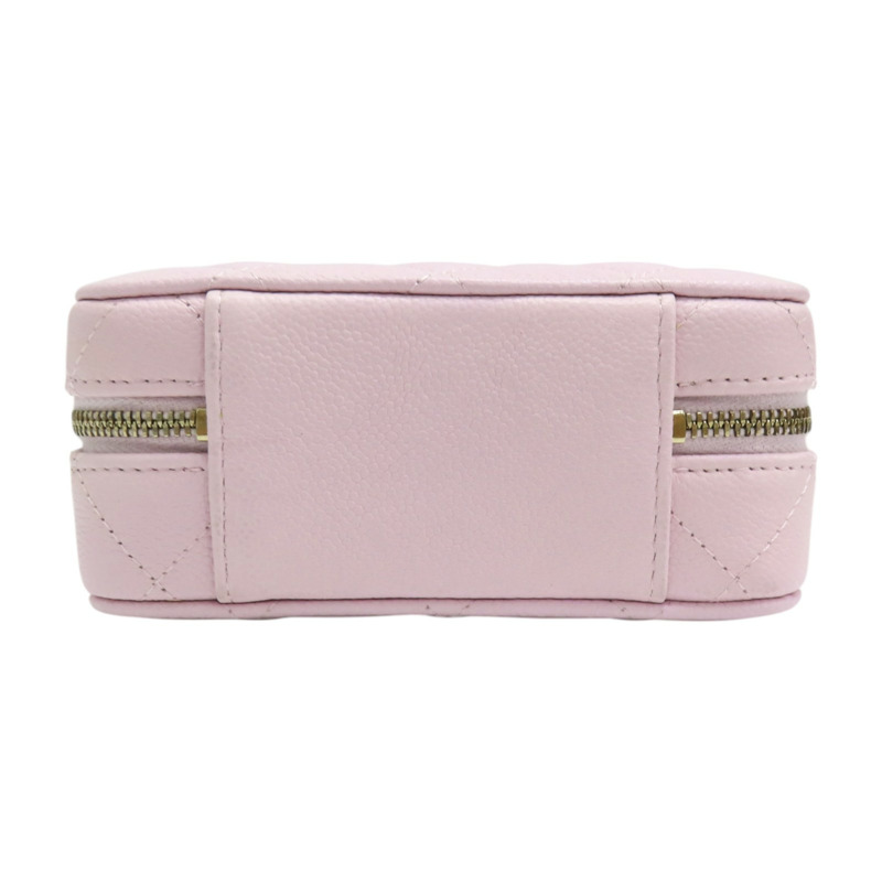 粉色 荔枝紋 牛皮 鍊帶 Top Handle Vanity Case 兩用包-3