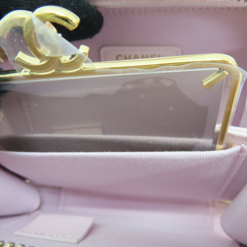 粉色 荔枝紋 牛皮 鍊帶 Top Handle Vanity Case 兩用包-5