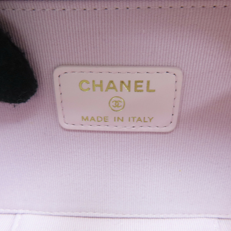 粉色 荔枝紋 牛皮 鍊帶 Top Handle Vanity Case 兩用包-7