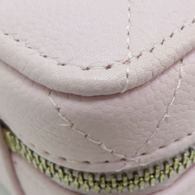 粉色 荔枝紋 牛皮 鍊帶 Top Handle Vanity Case 兩用包-12