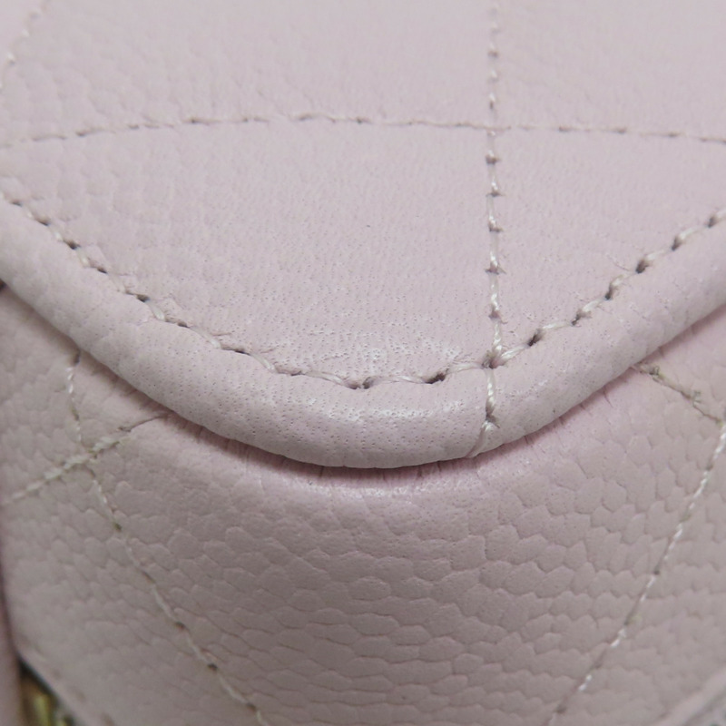 粉色 荔枝紋 牛皮 鍊帶 Top Handle Vanity Case 兩用包-14