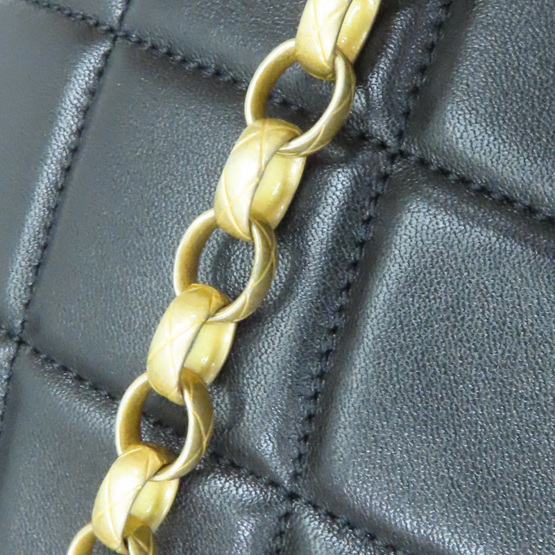 黑色 菱格紋 羊皮 鍊帶 肩背包 AS2693-16