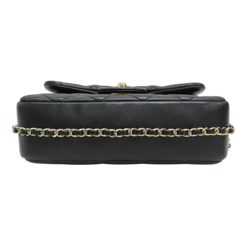 黑色 菱格紋 牛皮 珍珠 鍊帶 肩背包 AS1533-3