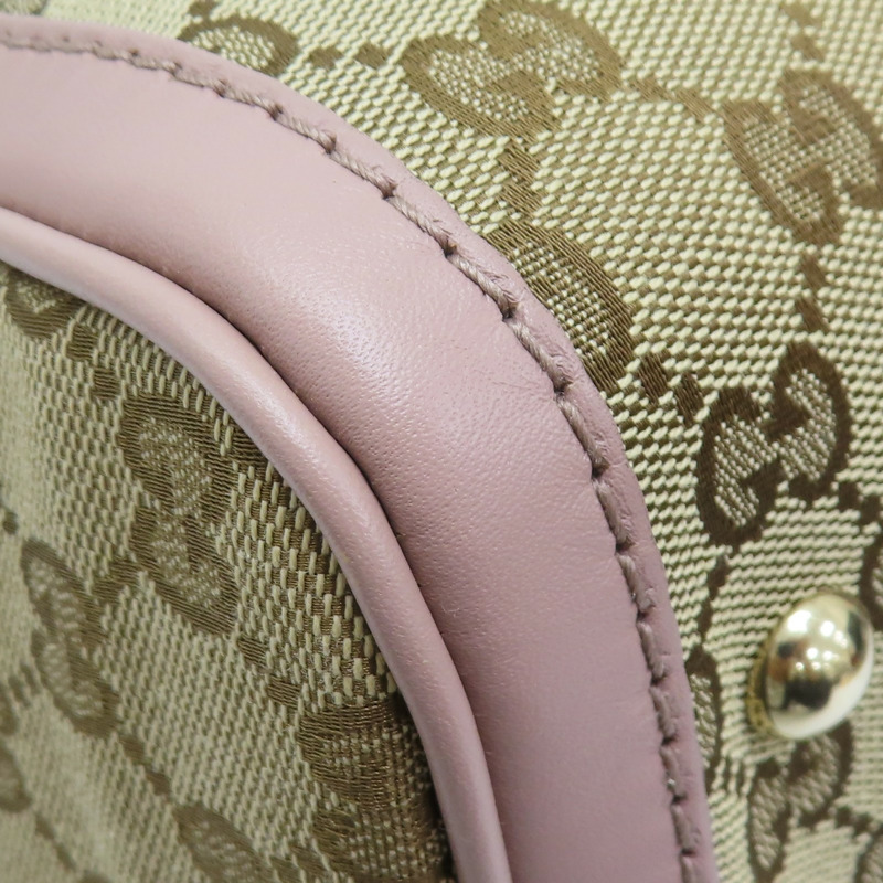 棕色 帆布 粉色 牛皮 波士頓包 手提包 247205-13