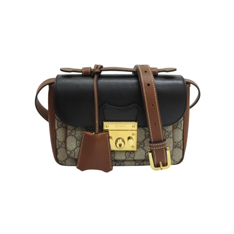 烏木色 GG PVC塗層帆布 肩背包 658487-0