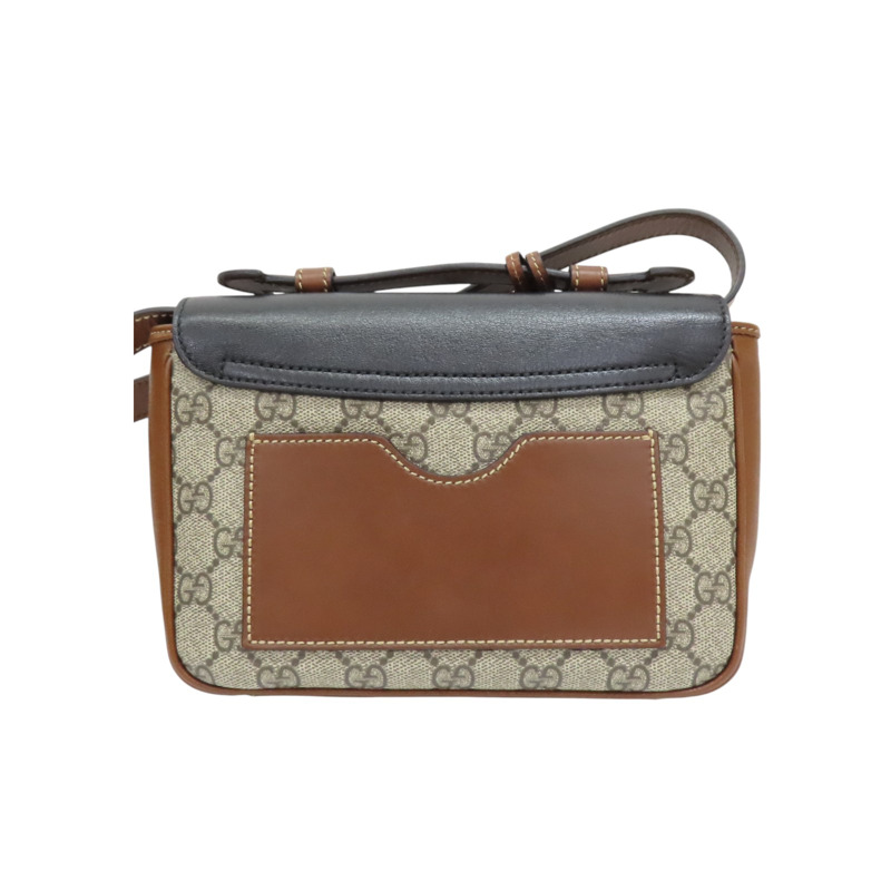 烏木色 GG PVC塗層帆布 肩背包 658487-1