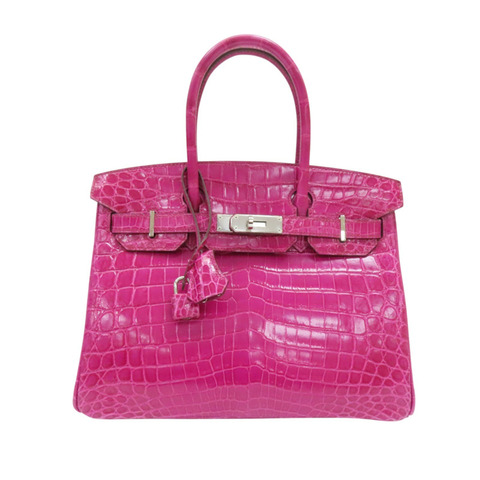 桃色 鱷魚皮 Birkin 30 柏金包 手提包 有皮證 K/口O/18 皮證