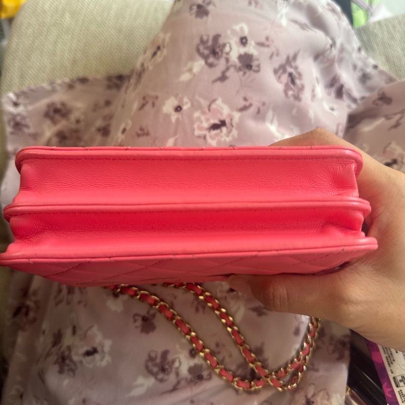 （大概8成新）CHANEL 金雙C Trendy CC 羊皮斜背包(AP1762-粉)-8