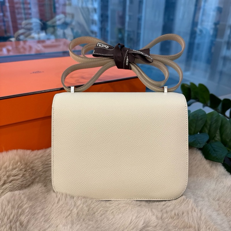 HERMES Constance mini 奶昔白銀epsom stamp W-1