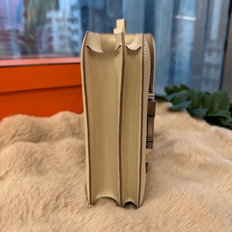 HERMES Constance mini 奶昔白銀epsom stamp W-2