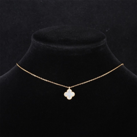 VAN CLEEF&ARPELS(梵克雅寶) Sweet Alhambra 小號單花項鏈 新扣 18K黃金/白貝母 項鏈 黃金