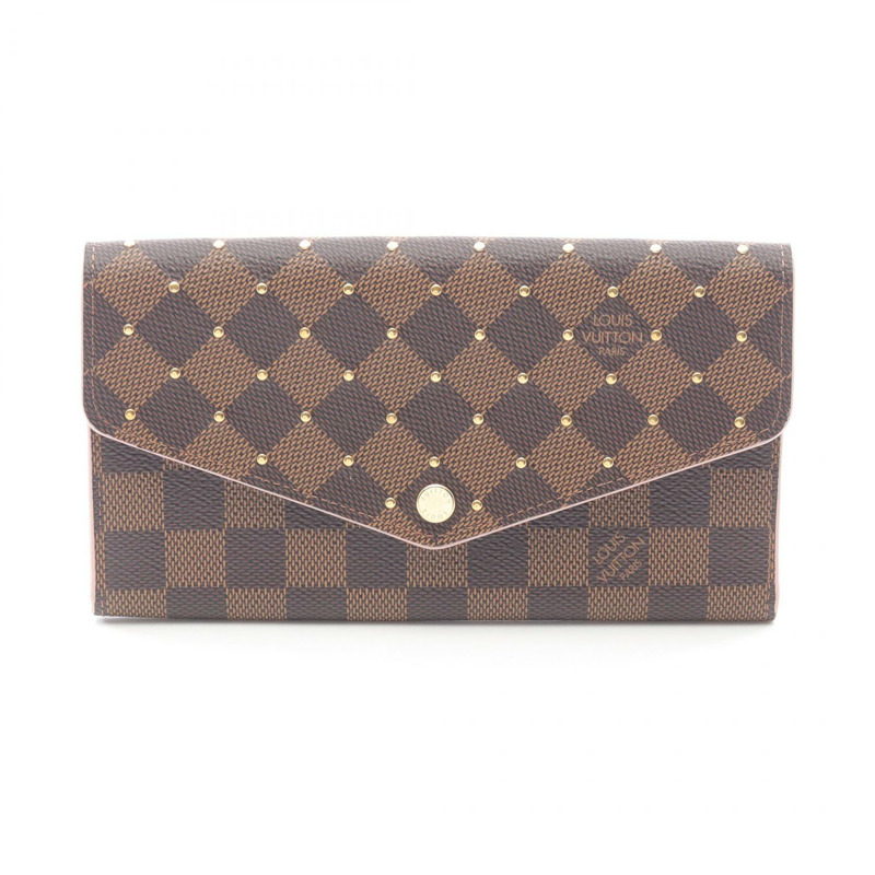 LOUIS VUITTON Portefeuille Sarah 雙折皮夾 鉚釘 N60249 Damier Ebene 二手 LV-0