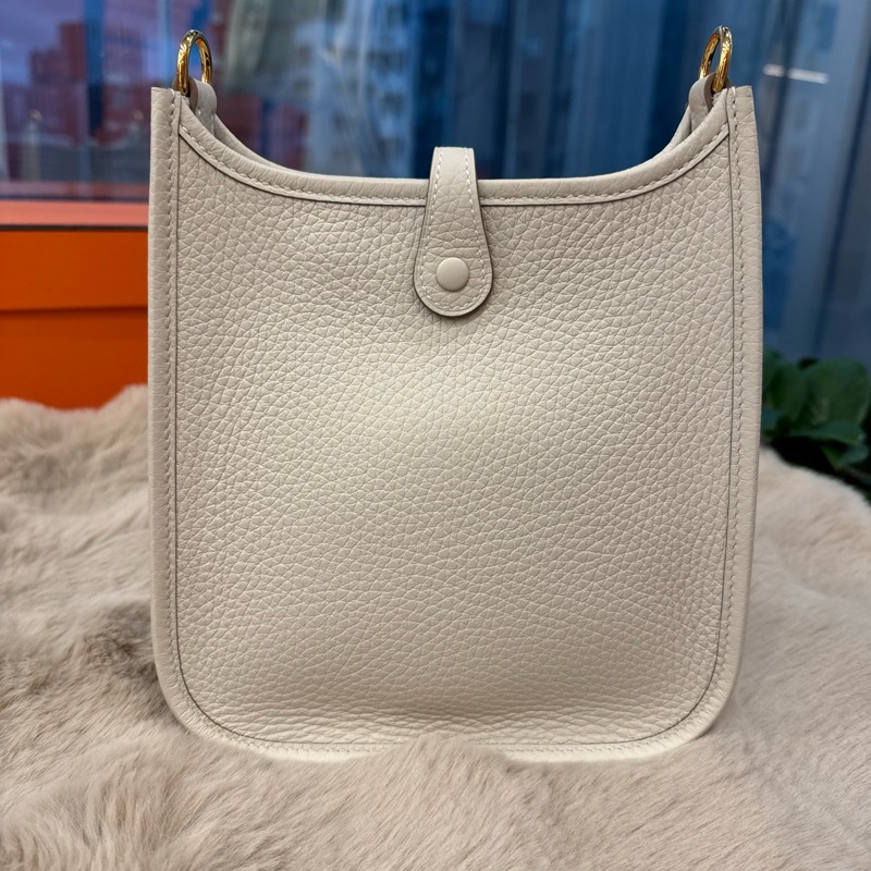 HERMES Mini Evelyne 奶昔白金stamp K-1