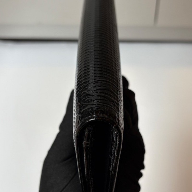 Cartier 黑色漆皮下蓋長夾-5