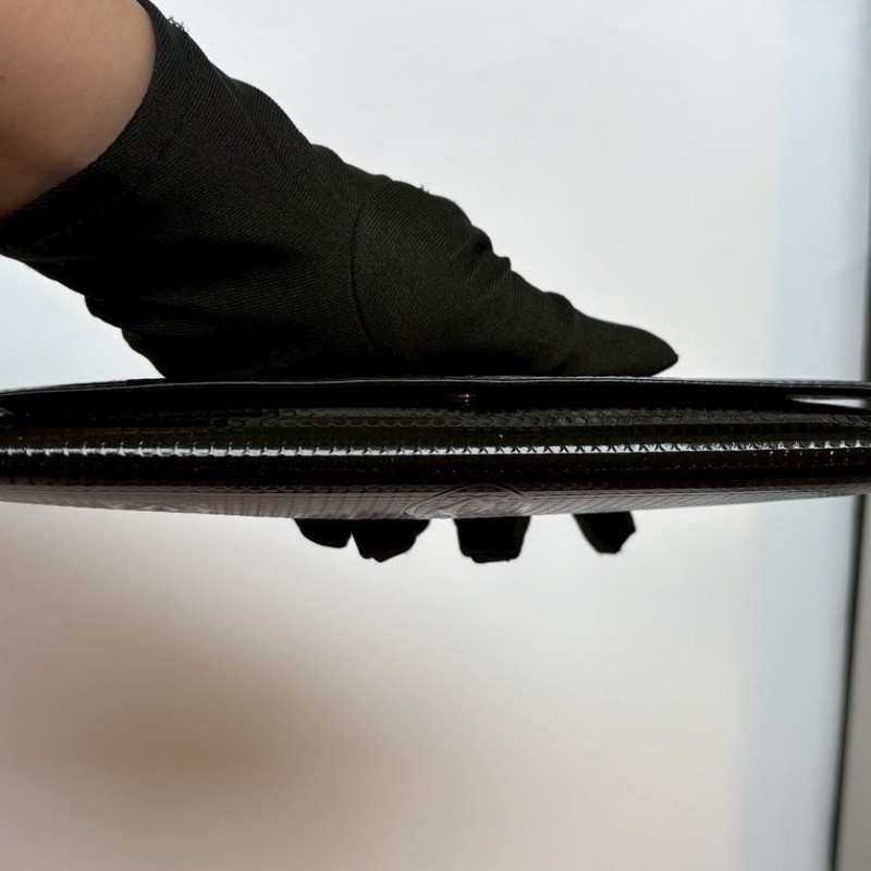 Cartier 黑色漆皮下蓋長夾-8