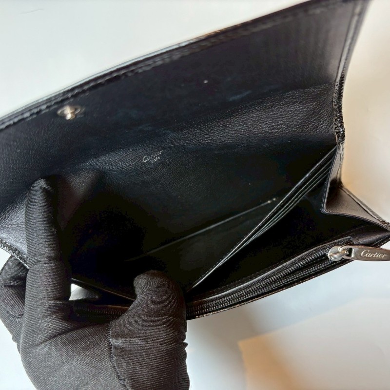 Cartier 黑色漆皮下蓋長夾-13