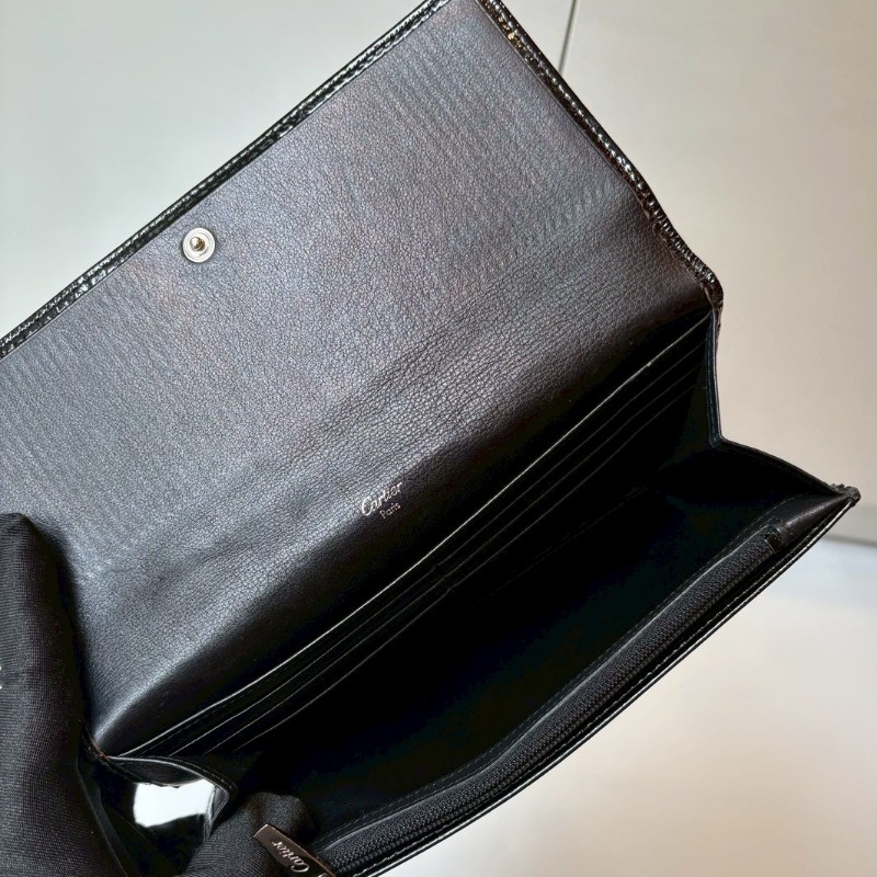Cartier 黑色漆皮下蓋長夾-16