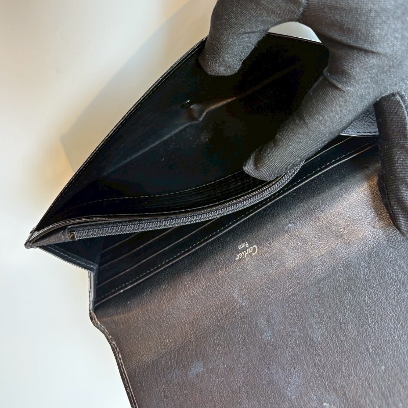 Cartier 黑色漆皮下蓋長夾-17