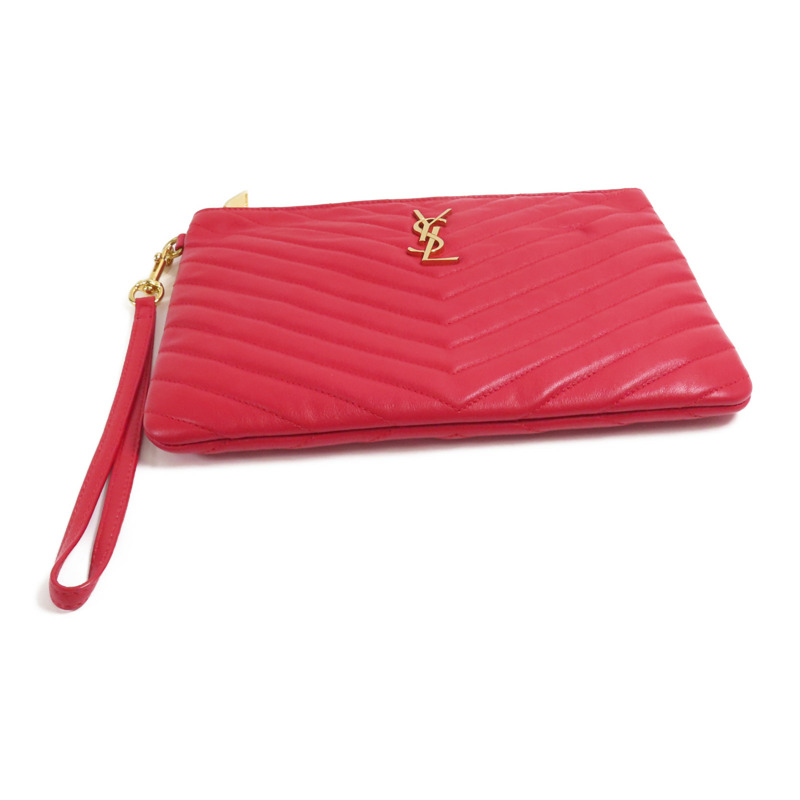 SAINT LAURENT 牛皮皮革Pouch金扣手拿包-3