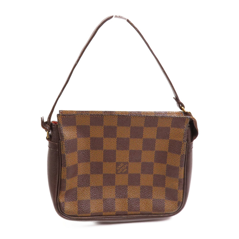 LOUIS VUITTON Damier Trousse Makeup Accessory Pouch金扣手挽袋棕色-0