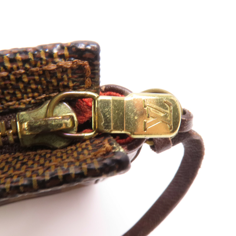 LOUIS VUITTON Damier Trousse Makeup Accessory Pouch金扣手挽袋棕色-12