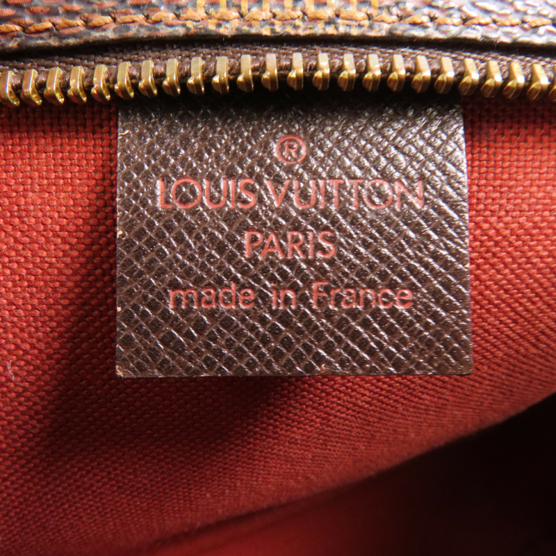 LOUIS VUITTON Damier Trousse Makeup Accessory Pouch金扣手挽袋棕色-14
