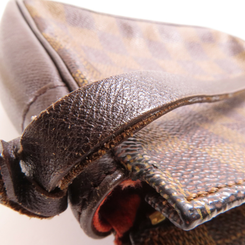 LOUIS VUITTON Damier Trousse Makeup Accessory Pouch金扣手挽袋棕色-16