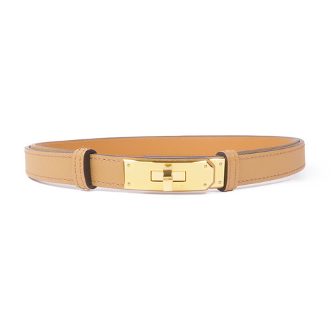 HERMES Epsom皮革Kelly 18 Belt金扣皮帶37 Gold