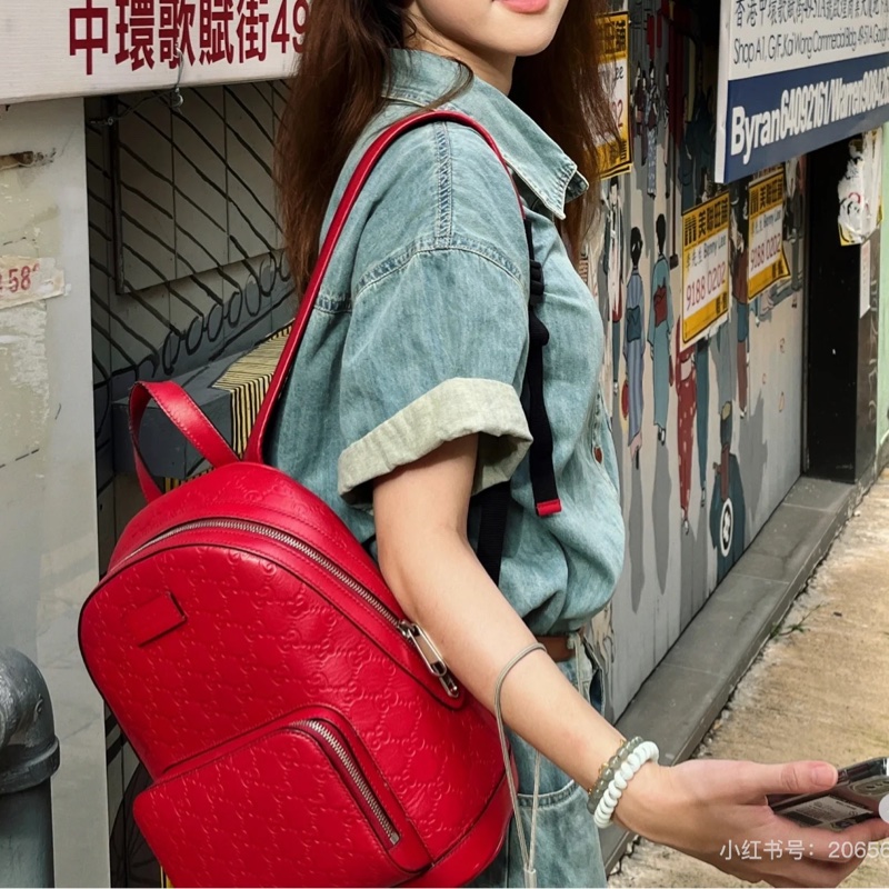 莉亞精品♡ Gucci紅色老花後背包 二手美包-1