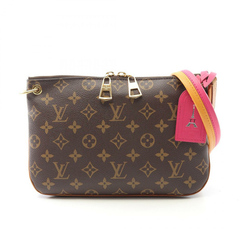 LOUIS VUITTON Loretta Monogram 單肩包 M44053 PVC 塗層帆布皮革棕色粉紅色橙色二手女士