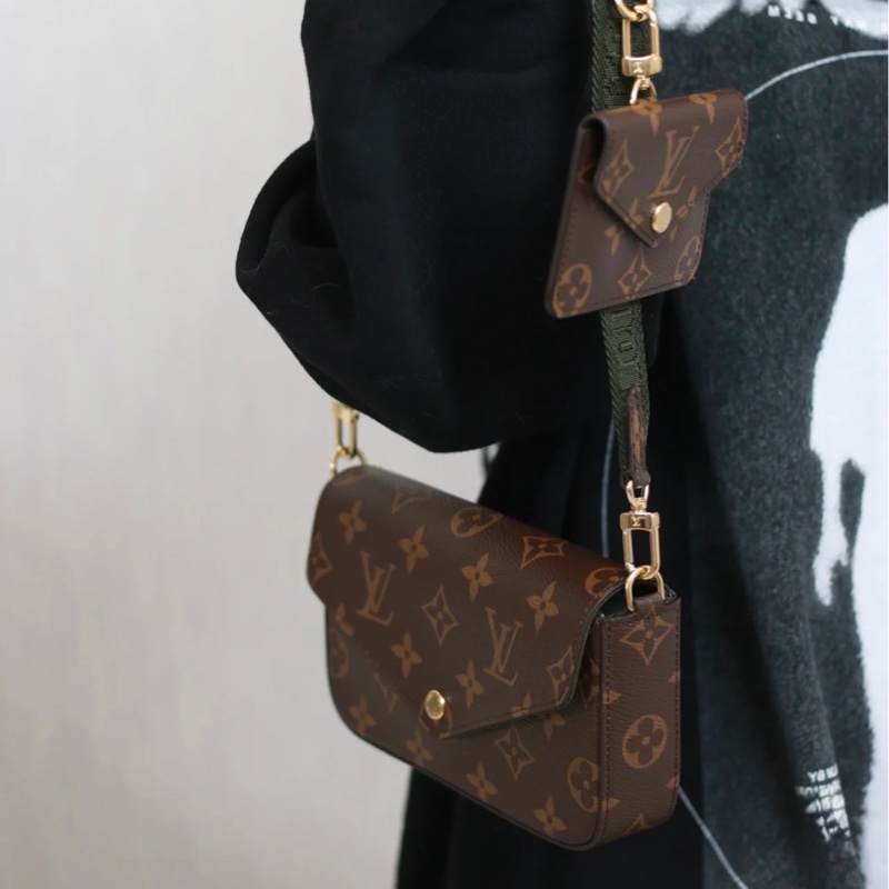 LV felicie strap 系列 - 新款三合一 - 绿肩带-0