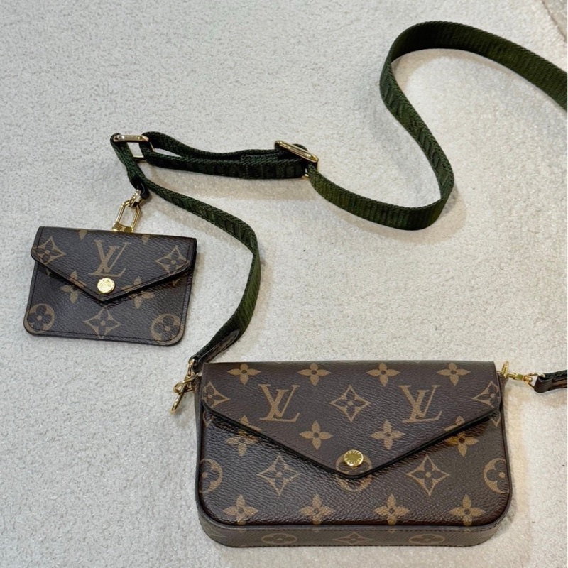 LV felicie strap 系列 - 新款三合一 - 绿肩带-2