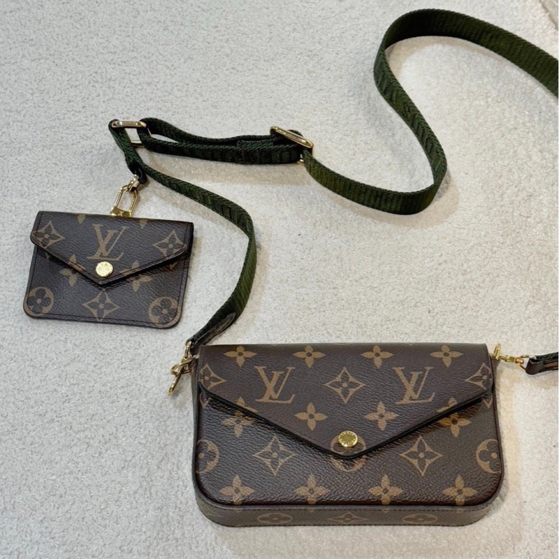 LV felicie strap 系列 - 新款三合一 - 绿肩带-5
