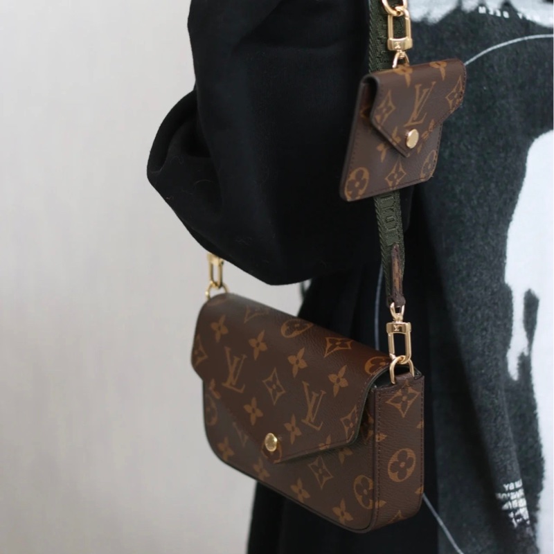 LV felicie strap 系列 - 新款三合一 - 绿肩带-7