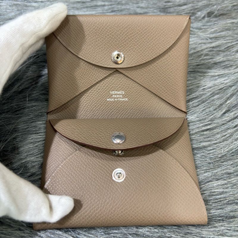HERMES CALVI DUO EPSOM 18 大象灰色 名片夾 零錢包 信用卡包 短夾 錢包 皮夾-10