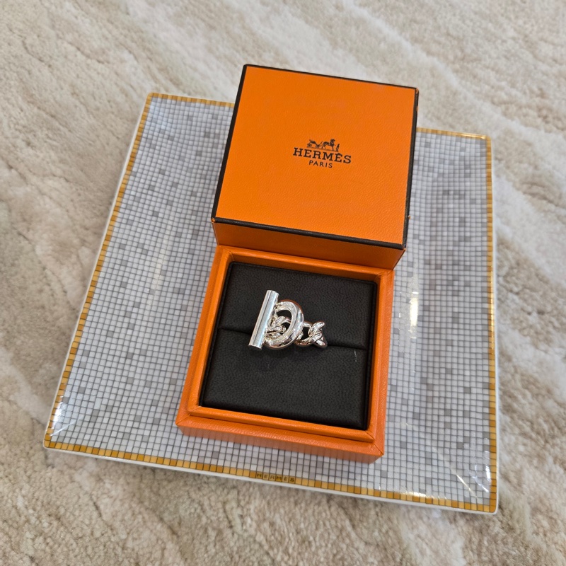 全新 HERMÈS 愛馬仕 Chaine d'Ancre Enchainee 銀戒指 #54 / 55-4