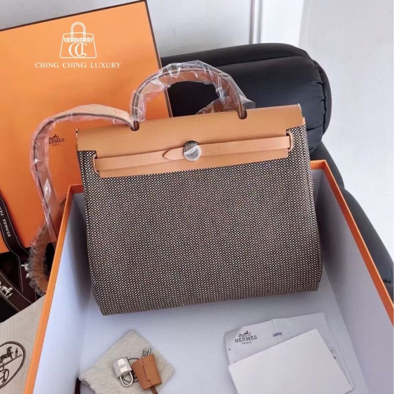 Hermes🌈Herbag 31🧡金棕拼色華夫餅編織銀扣🧡全新未使用🌟Full Set🌟全套有單🌟閑置🌟-0