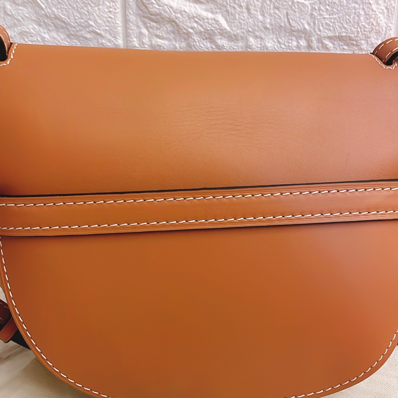 平台最低價最新✨近新閒置未用品✨斷貨款夏日必備Loewe Gate small金棕色牛皮拼接拉菲草蝴蝶結草編包馬鞍包-20