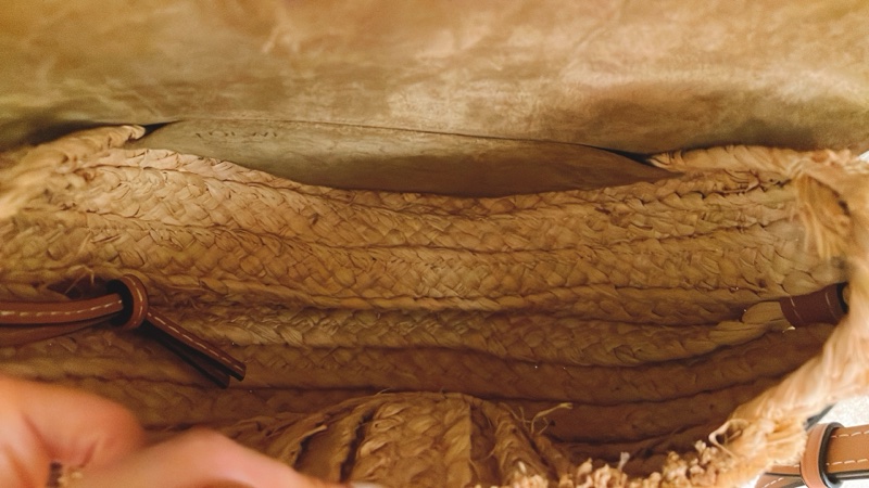 平台最低價最新✨近新閒置未用品✨斷貨款夏日必備Loewe Gate small金棕色牛皮拼接拉菲草蝴蝶結草編包馬鞍包-25