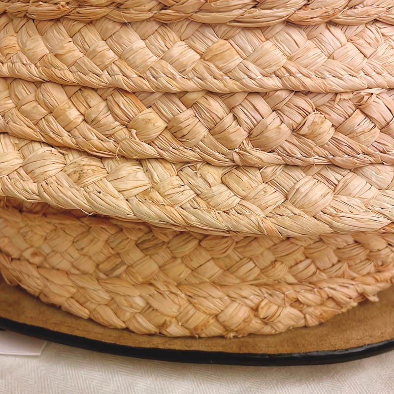 平台最低價最新✨近新閒置未用品✨斷貨款夏日必備Loewe Gate small金棕色牛皮拼接拉菲草蝴蝶結草編包馬鞍包-27