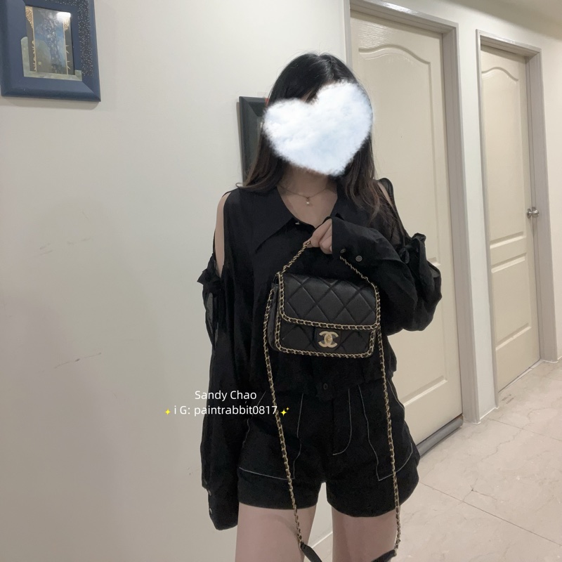 ෆ Chanel 滾邊穿皮鍊黑金cf 🖤24B-0