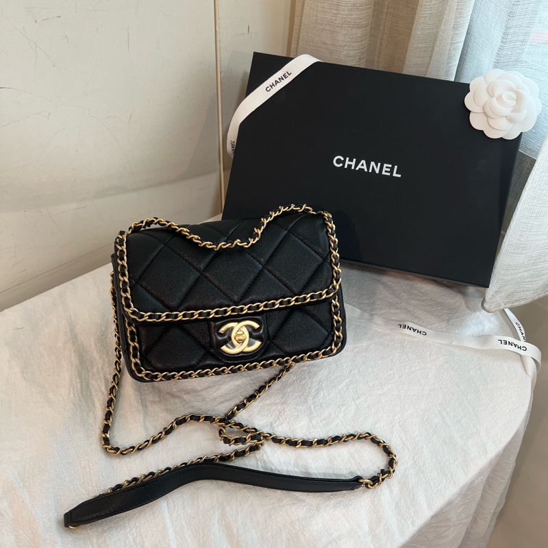 ෆ Chanel 滾邊穿皮鍊黑金cf 🖤24B-5
