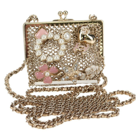 香奈兒山茶花 COCO 標誌鏈條包金屬金 AP2890 CC 正品 126238SM