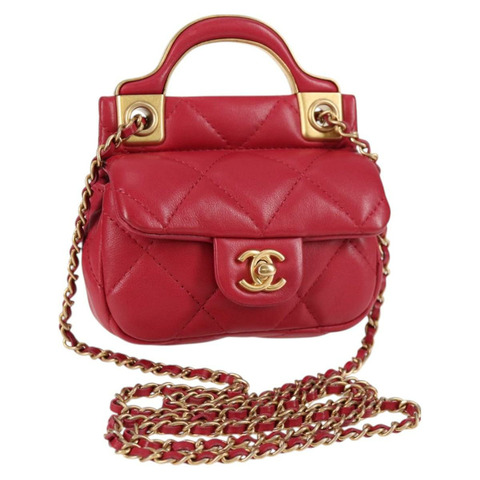 香奈兒 (CHANEL) 絎縫鏈條單肩包 小羊皮 粉紅金色 CC 正品 127614SM