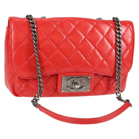 香奈兒 (CHANEL) 絎縫鏈條單肩包 小牛皮 紅色 CC 正品 127508M