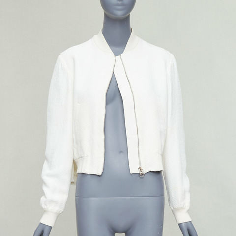 STELLA MCCARTNEY 2013 white scale jacquard cropped bomber IT40 S
