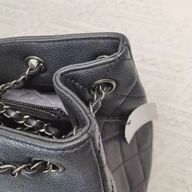 🉑肩背 #9新閒置 #櫃上售18萬 香奈兒黑銀荔枝牛皮公文托特包-20