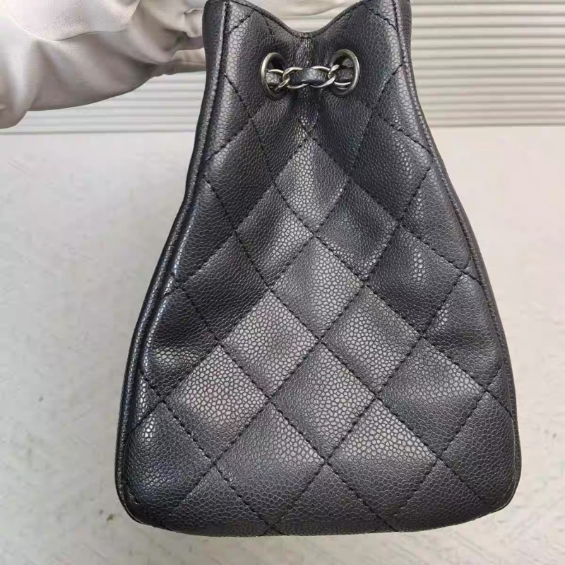 🉑肩背 #9新閒置 #櫃上售18萬 香奈兒黑銀荔枝牛皮公文托特包-22